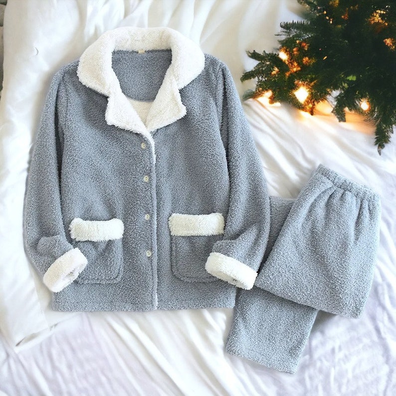 2023 Fluffy Cozy Pajama Set Matching Pajamas Soft Colored Etsy