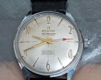 Reloj suizo de gran tamaño para hombre de cuerda manual y colección ATLANTIC Worldmaster, años 70