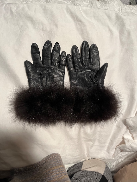 Black Leather Cashmere Lined Gloves