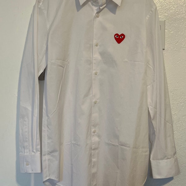 Comme Des Garçons Play Embroidered logo button up shirt