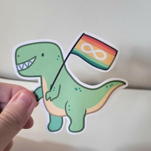 Pegatina de T-rex con autismo