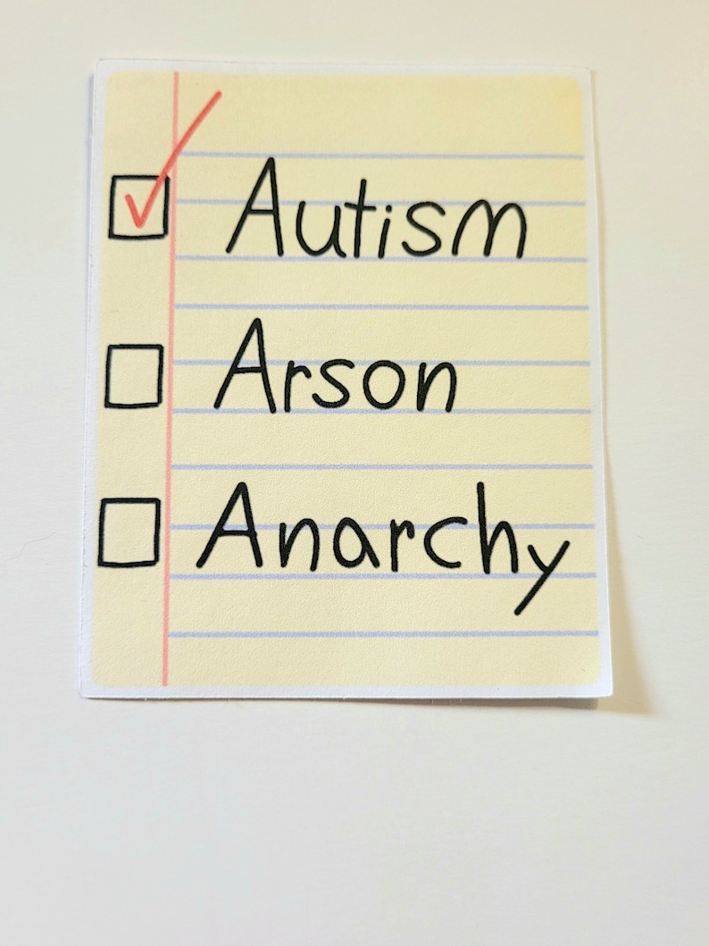 Autism Arson Anarchy Checklist Sticker - Etsy Canada