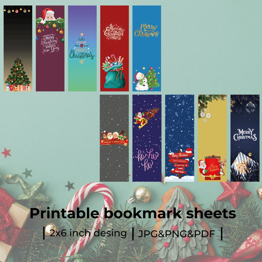 Christmas Printable Bookmarks, Digital Bookmarks, Christmas Bookmarks ...