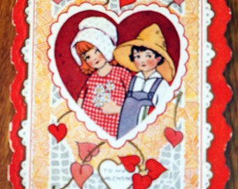 Carte de Saint-Valentin vintage des années 1920 découpée en relief