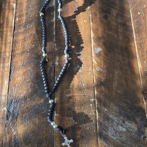 St Benedict crucifix black and gold paracord rosary