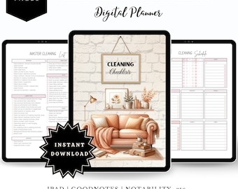 ADHD Digital And Printable Cleaning Schedule Planner For Goodnotes, Weekly Cleaning Checklist, Family Kids Chore Chart List