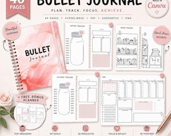 Digital Bullet Journal Planner | GoodNotes Planner | PDF Bullet Journal | Habit Tracker | Undated Digital Planner | Instant Download