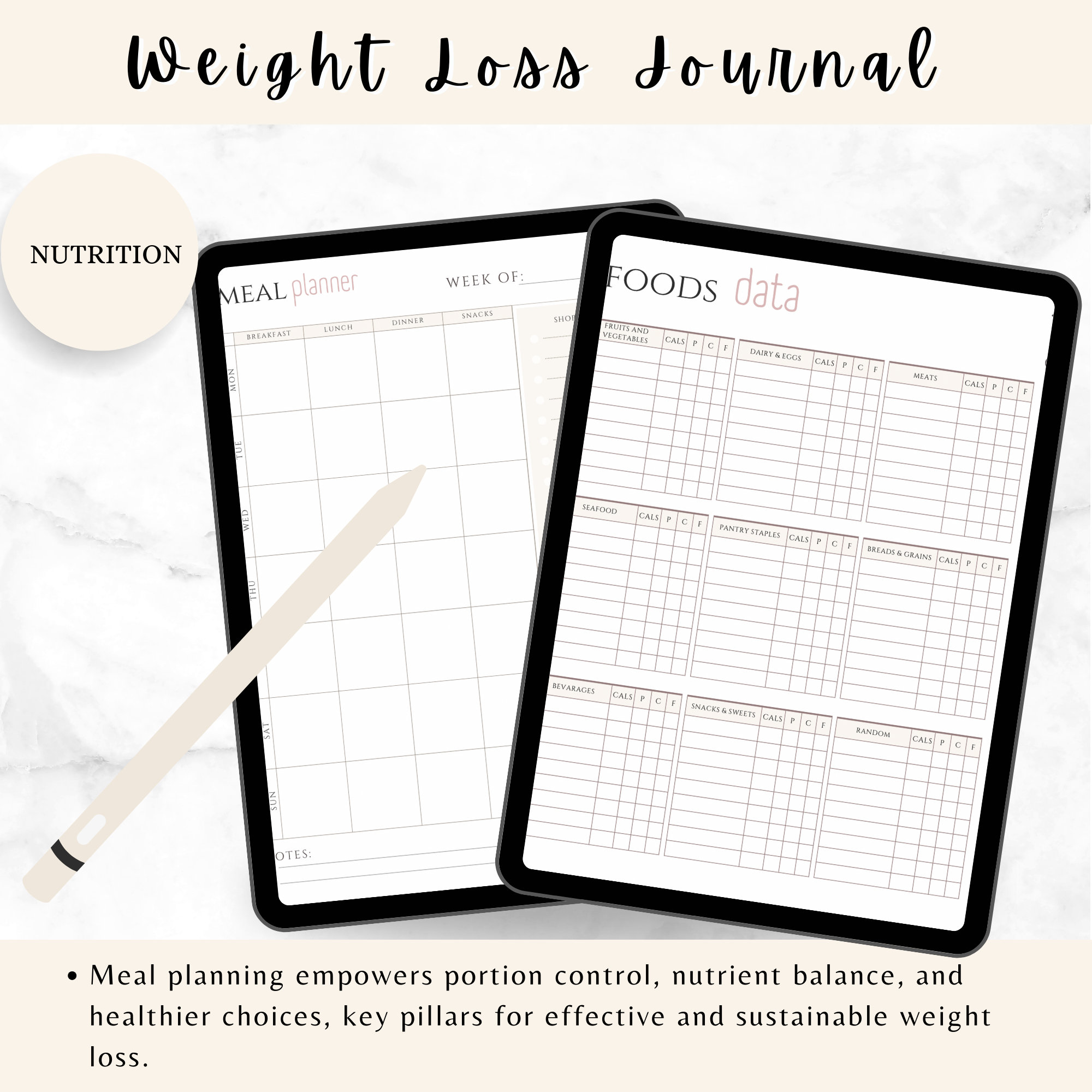 Digital Weight Loss Journal: Wellness Tracker (PDF Download) - Etsy