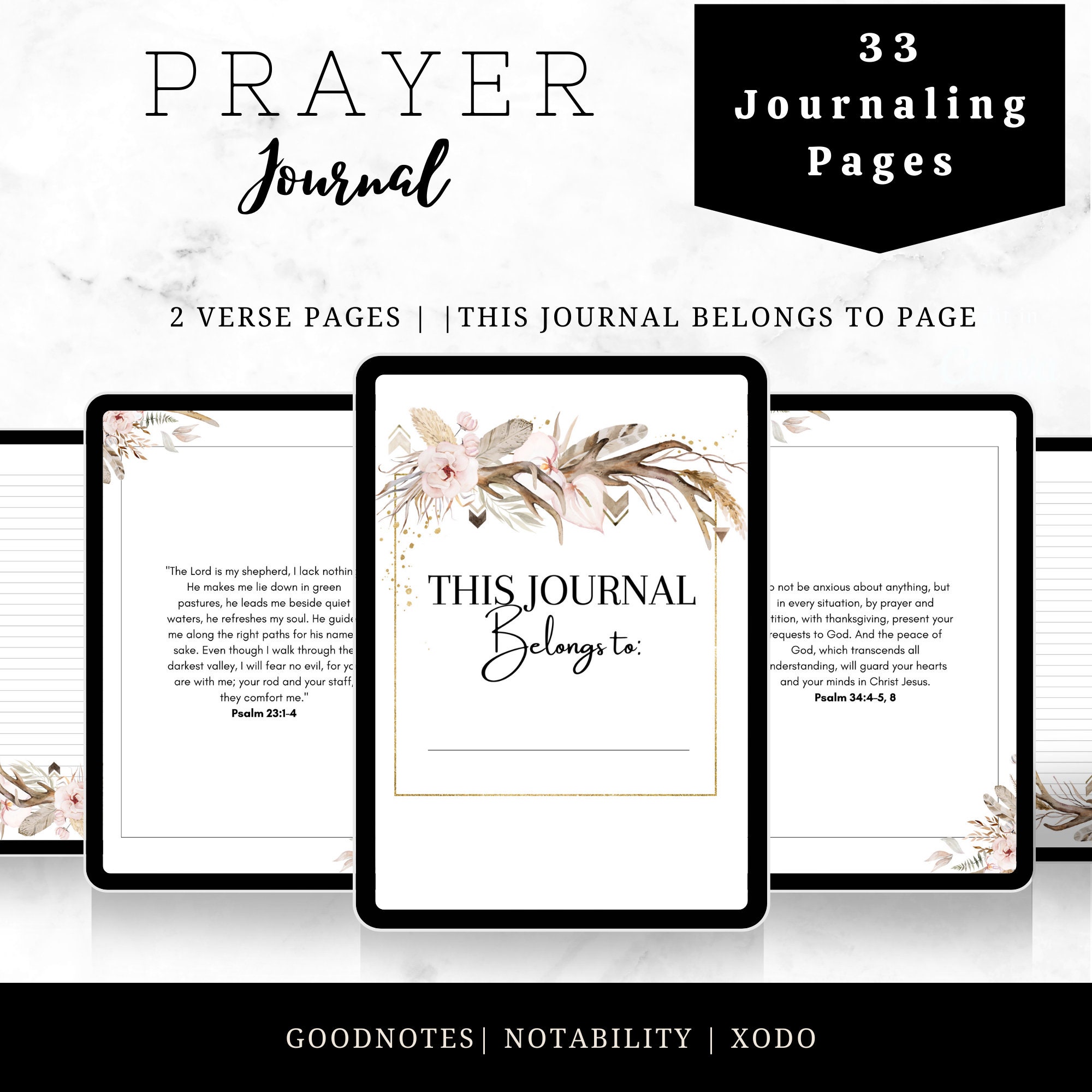 Prayer Journal Digital Prayer Journal Bible Study Guide Bible Journal ...