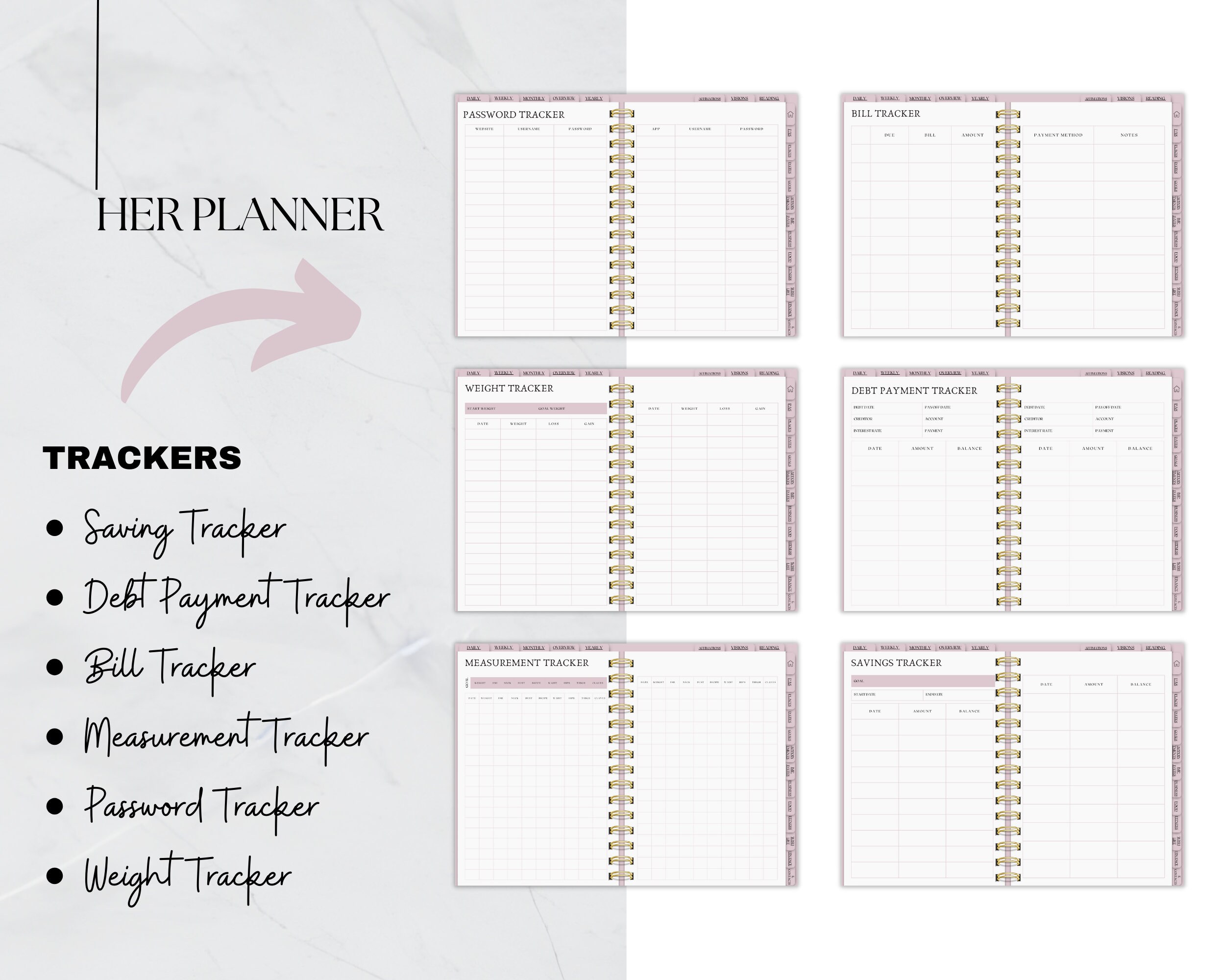 Her Digital Planner: Daily, Weekly, Monthly Organizer (PDF Download) - Etsy