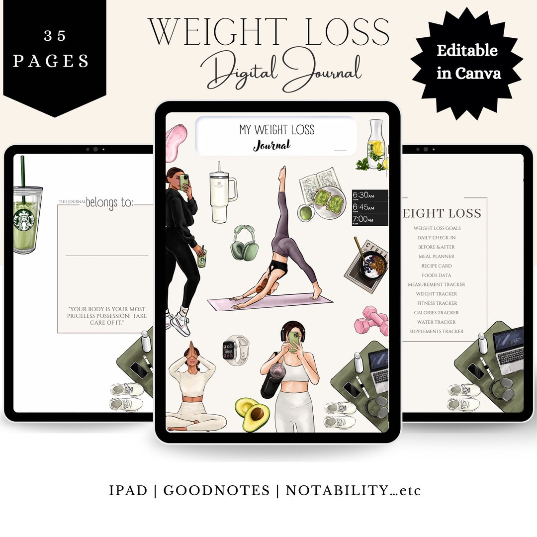 Digital Weight Loss Journal: Wellness Tracker (PDF Download) - Etsy