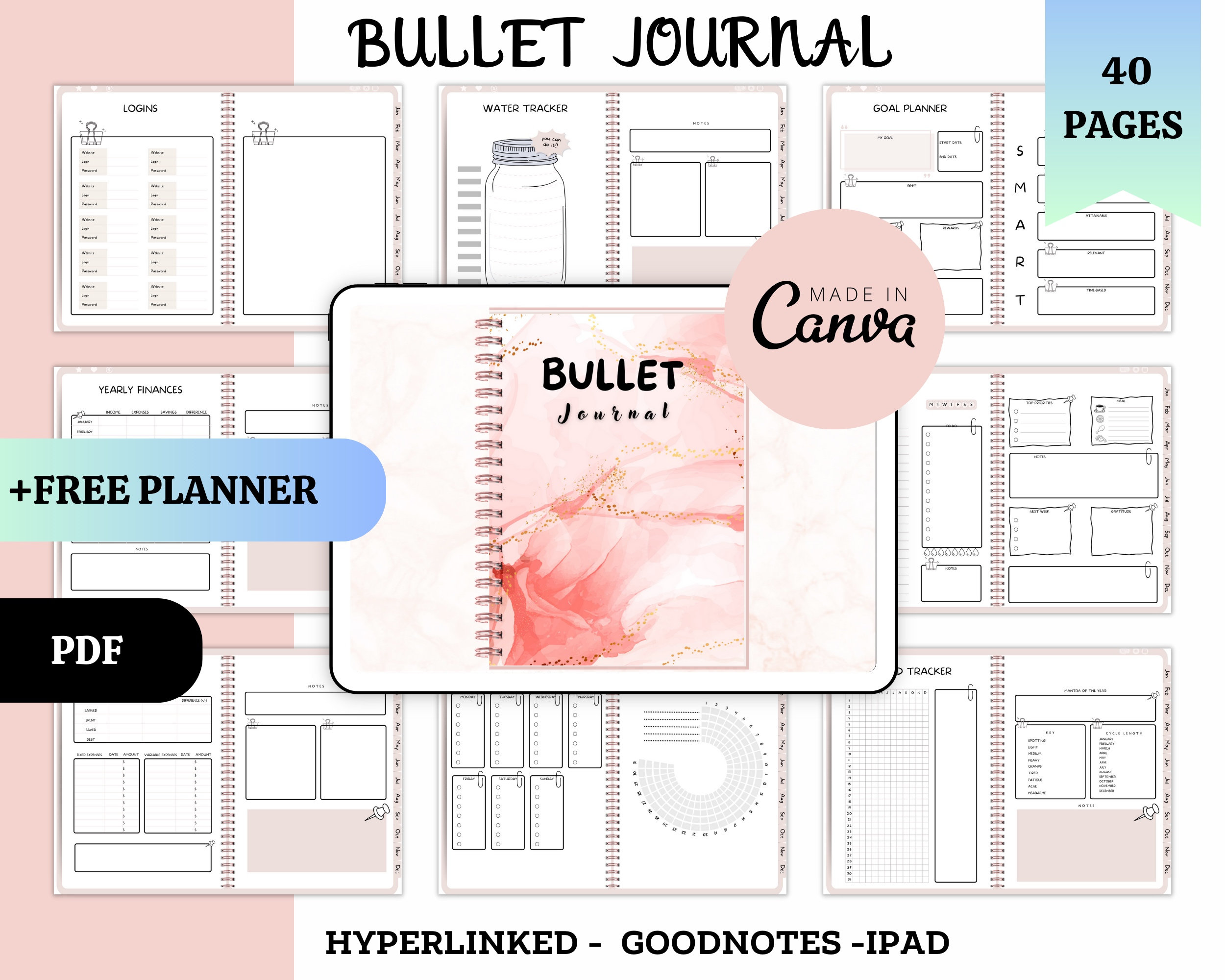 Autumn Printable Bullet Journal Kit, Bullet Journal & Planner