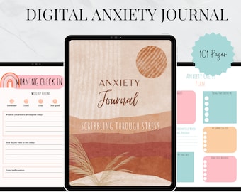 Anxiety Digital Journal: Self-Care Planner, Mood Tracker (PDF)