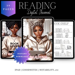 Diario di lettura digitale per gli amanti dei libri con Reading Tracker e Book Tracker per Goodnotes e iPad