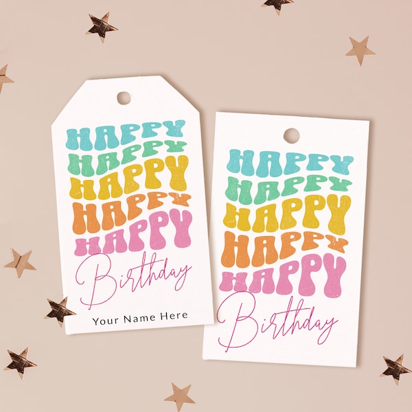 Happy Birthday Tags, Printable Birthday Tags, Birthday Gift Tag, Birthday Paper Tags, Birthday Gift Wrapping, Editable Gift Tags, Cute Tags