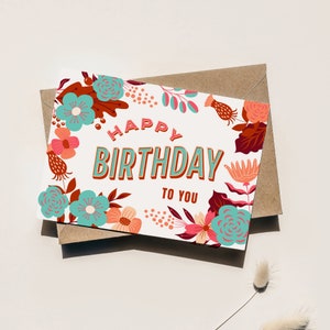 Flower Birthday Card, Easy Printable Happy Birthday Card,  Birthday Cards, Instant Download Birthday Card, Birthday Digital Download Cards