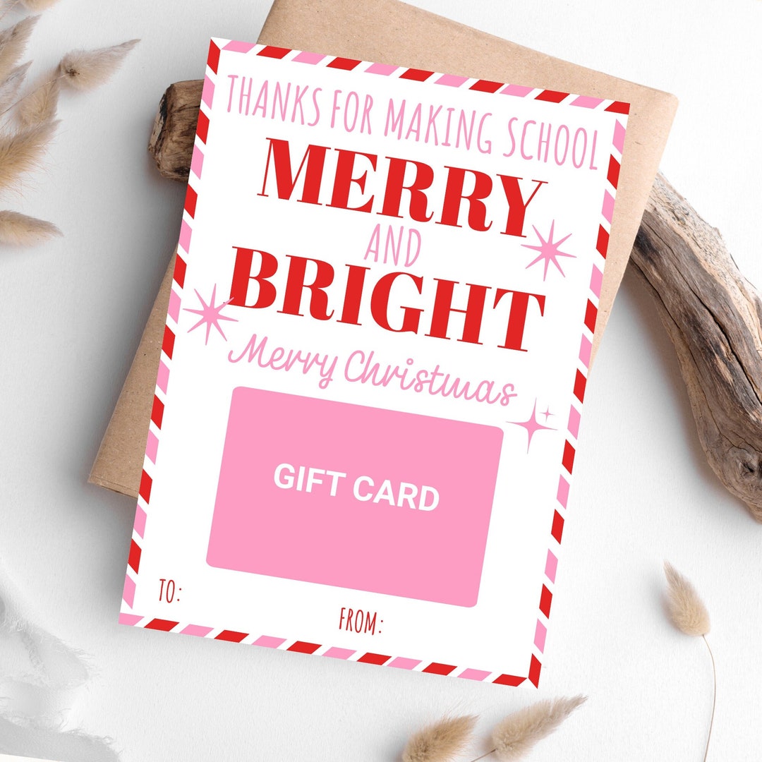 Teacher Christmas Gift Card Holder, Printable Gift Card Holder, X'mas