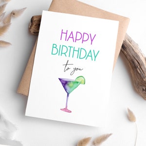 Prost Geburtstagskarten, einfach druckbare alles Gute zum Geburtstagskarte, Cocktail Geburtstagskarten, Sofortiger Download Geburtstagskarte, 21. Geburtstagskarte