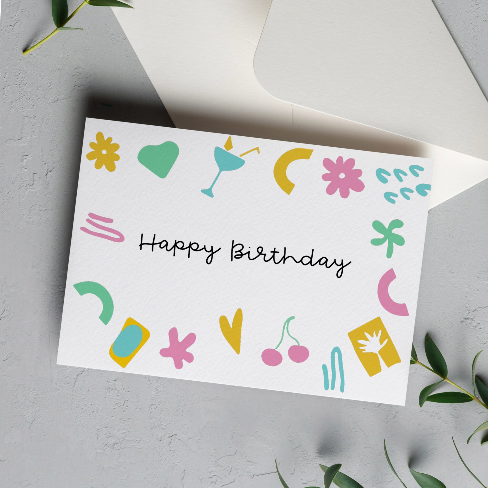 Colorful Birthday Cards, Easy Printable Happy Birthday Card, Birthday ...
