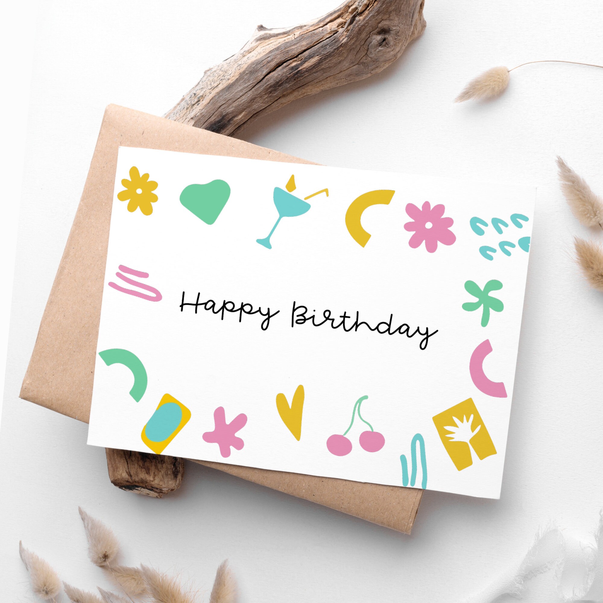 Colorful Birthday Cards, Easy Printable Happy Birthday Card, Birthday ...