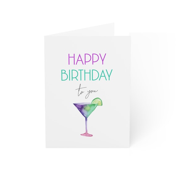 White Cotton Cards – Handgemachte 21. Geburtstagskarte Mit Neon-Cocktail-Design