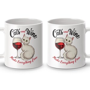 Cats and Wine Mug, Cute Cartoon Cat with Wine Glass, Perfect Gift for Cat Lovers, Funny Mug for Wine Enthusiasts
