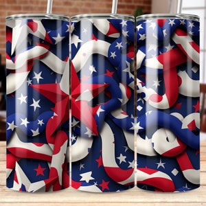 Patriotisches 20 oz Skinny Tumbler Sublimation Design, American Flag Tumbler Wrap, Stern und Streifen, Independence Day Tumbler Png