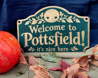 Over the Garden Wall - inspired wooden Pottsfield sign - engraved and handpainted - OTGW - Enoch