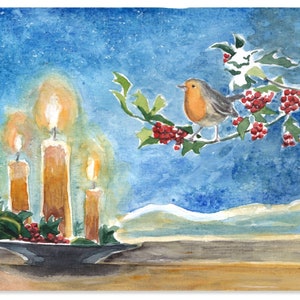 Cartolina di Natale invernale - Robin - Holly Waldorf - Seasontable