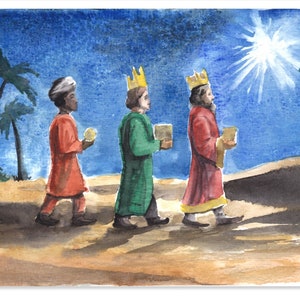 Postal navideña de invierno - Reyes Magos - Epifanía - Waldorf - Mesa de temporada