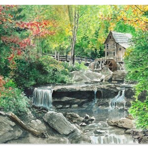 Herbst Postkarte - Wassermühle - Waldorf - Jahreszeitentisch