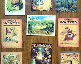 Over the Garden Wall inspired postcards - Pottsfield - Pumpkins - Autumn - as set of 9 or separately