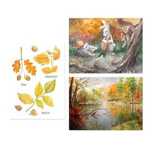 Postales de otoño - Mesa de estaciones - Waldorf - en juego de 8 o por separado