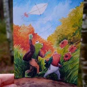 Cartão postal de outono de sapo e rã - Waldorf - Seasontable