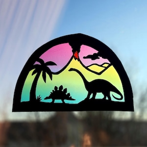 Dinosaurs Transparency and Silhouette - Printable Waldorf Window - Dino
