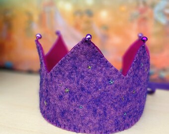 Purple Woollen Birthday crown - Waldorf - Celebration Crown