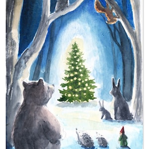 Carte postale de Noël d'hiver - Noël dans la forêt - Waldorf - Saison