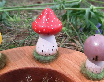 Fly Agaric -Large - Celebrationring Ornament / plug - Steker - birthdayring - fits Grimms - Waldorf - Mushroom - advent spiral