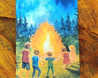 Saint John's Fire Postcard - summer - teacher - Waldorf - kindergarten