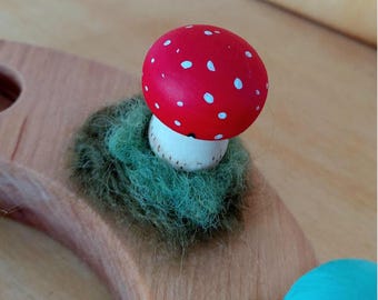 Fly Agaric round - Celebrationring Ornament / plug - Steker - birthdayring - fits Grimms - Waldorf - Mushroom - advent spiral