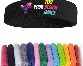 Custom Text, Design, Image Applied SWEAT HEADBANDS, Customized Headbands
