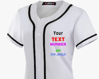Custom Women BASEBALL Jerseys with buttons | Your Texts, Numbers, Designs on Baseball Jerseys for Women