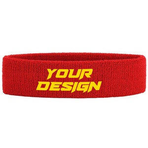 Custom Text, Design, Image Applied SWEAT HEADBANDS, Customized Headbands Red