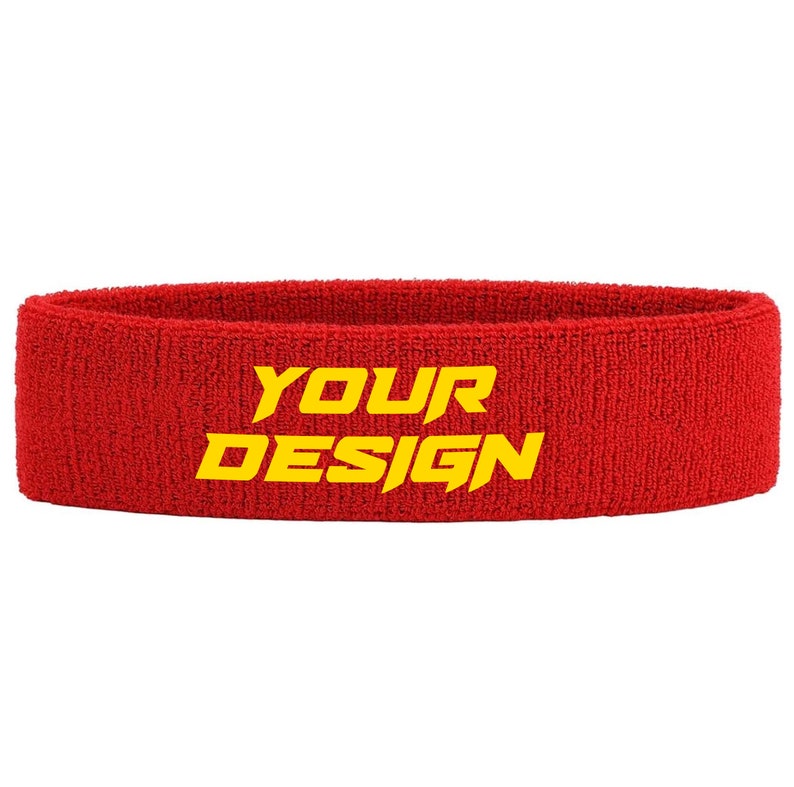 Custom Text, Design, Image Applied SWEAT HEADBANDS, Customized Headbands Red