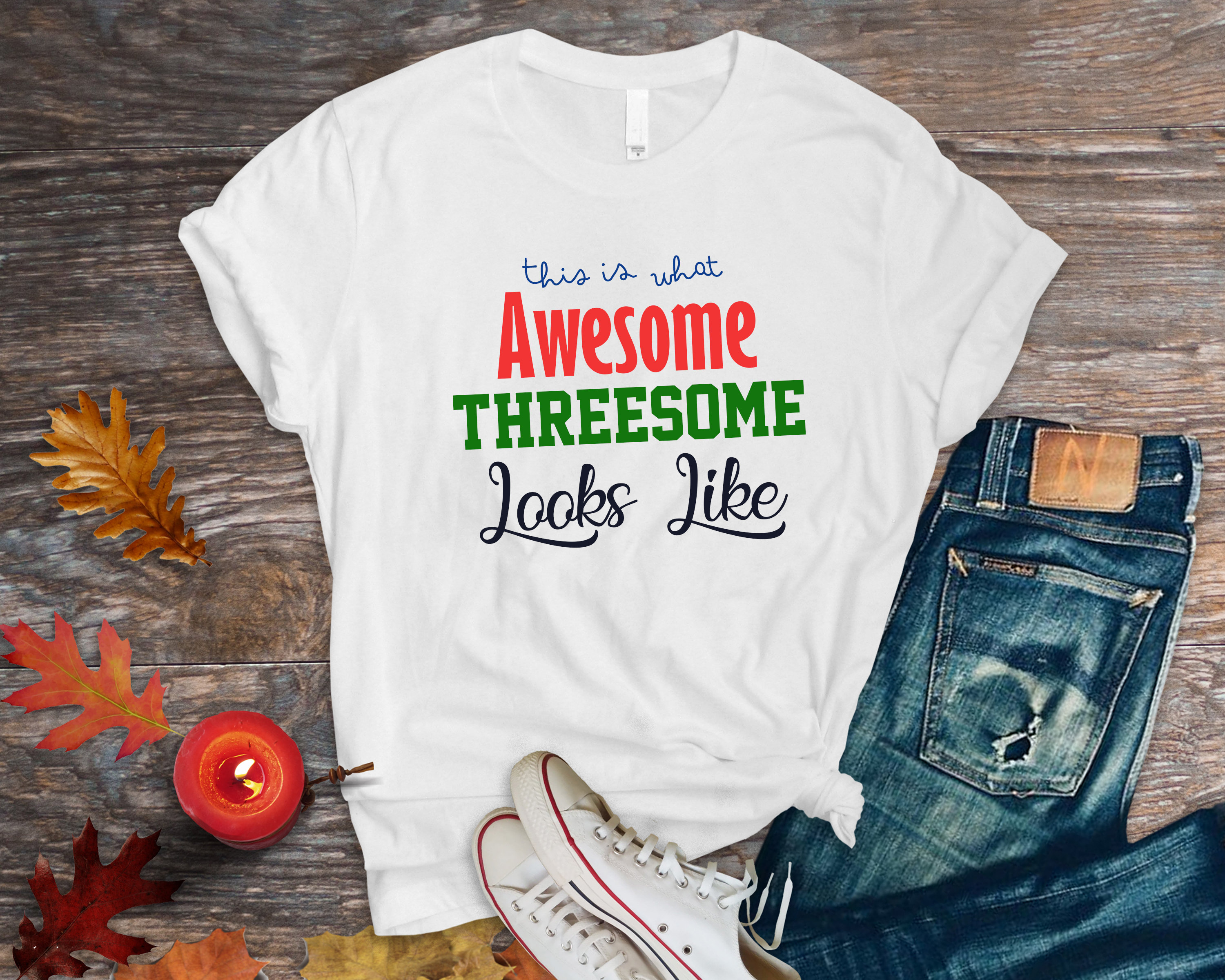 Custom "Awesome Threesome Looks Like"  Shirt I Family and Friends Matching Shirts for Men, Women, Youths, Toddlers, and Infants