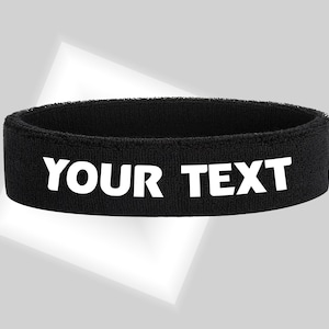 Custom Text, Design, Image Applied SWEAT HEADBANDS, Customized Headbands Black