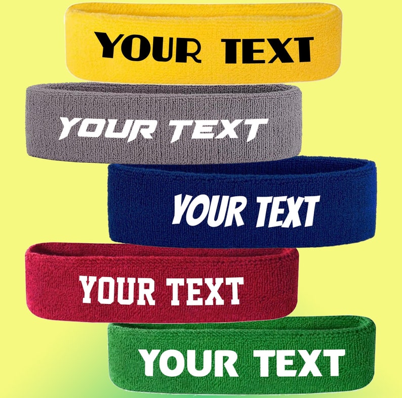 Custom Text, Design, Image Applied SWEAT HEADBANDS, Customized Headbands image 2