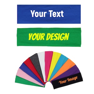Custom Text, Design, Image Applied Elastic HEADBANDS, Customized Cotton Stretch Headbands
