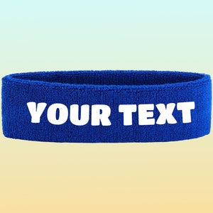 Custom Text, Design, Image Applied SWEAT HEADBANDS, Customized Headbands Royal