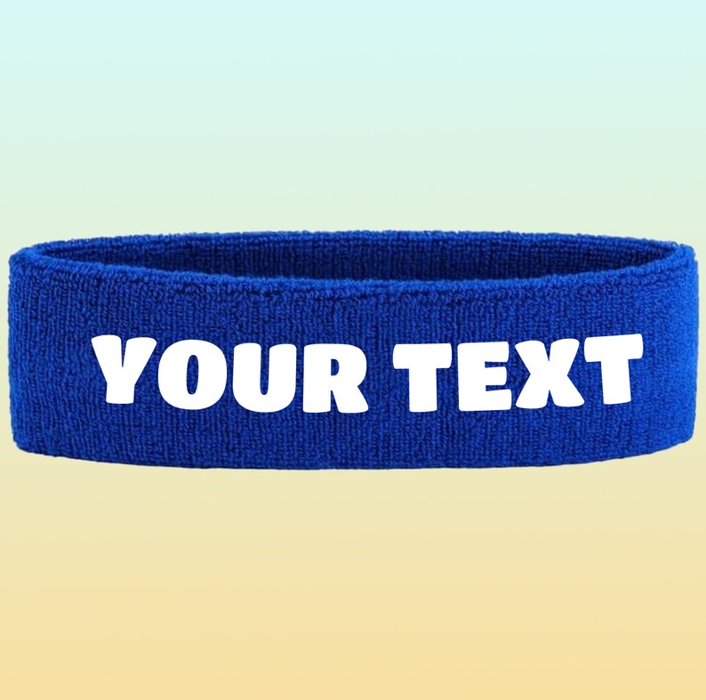 Custom Text, Design, Image Applied SWEAT HEADBANDS, Customized Headbands Royal